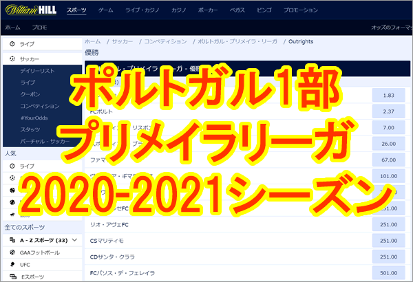 ポルトガル1部プリメイラリーガ 21 21 05 結果 関連オッズ 優勝 スポルティング リスボン ブックメーカー分析用 ブックメーカーファン